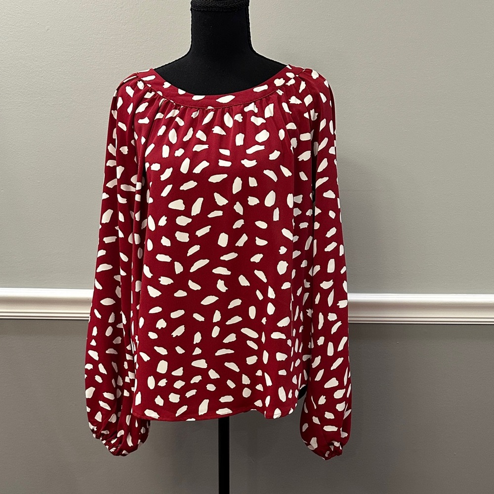 Umgee Red and White Patterned Blouse